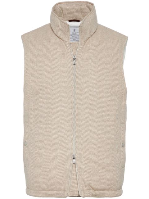 Brunello Cucinelli herringbone down gilet Men