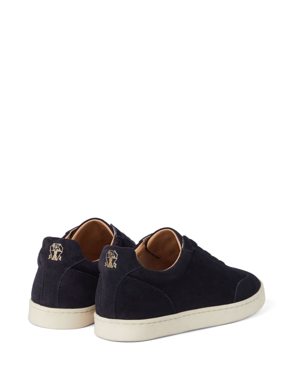 Shop Brunello Cucinelli Logo-print Leather Sneakers In Blau