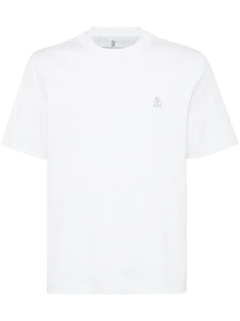 Brunello Cucinelli playera con cuello redondo y logo bordado