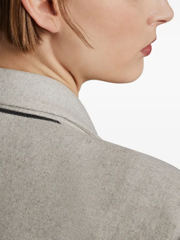 コート BRUNELLO CUCINELLI Long wool coat with jewellery Brunello Cucinelli Long Wool Coat | Neutrals | FARFETCH