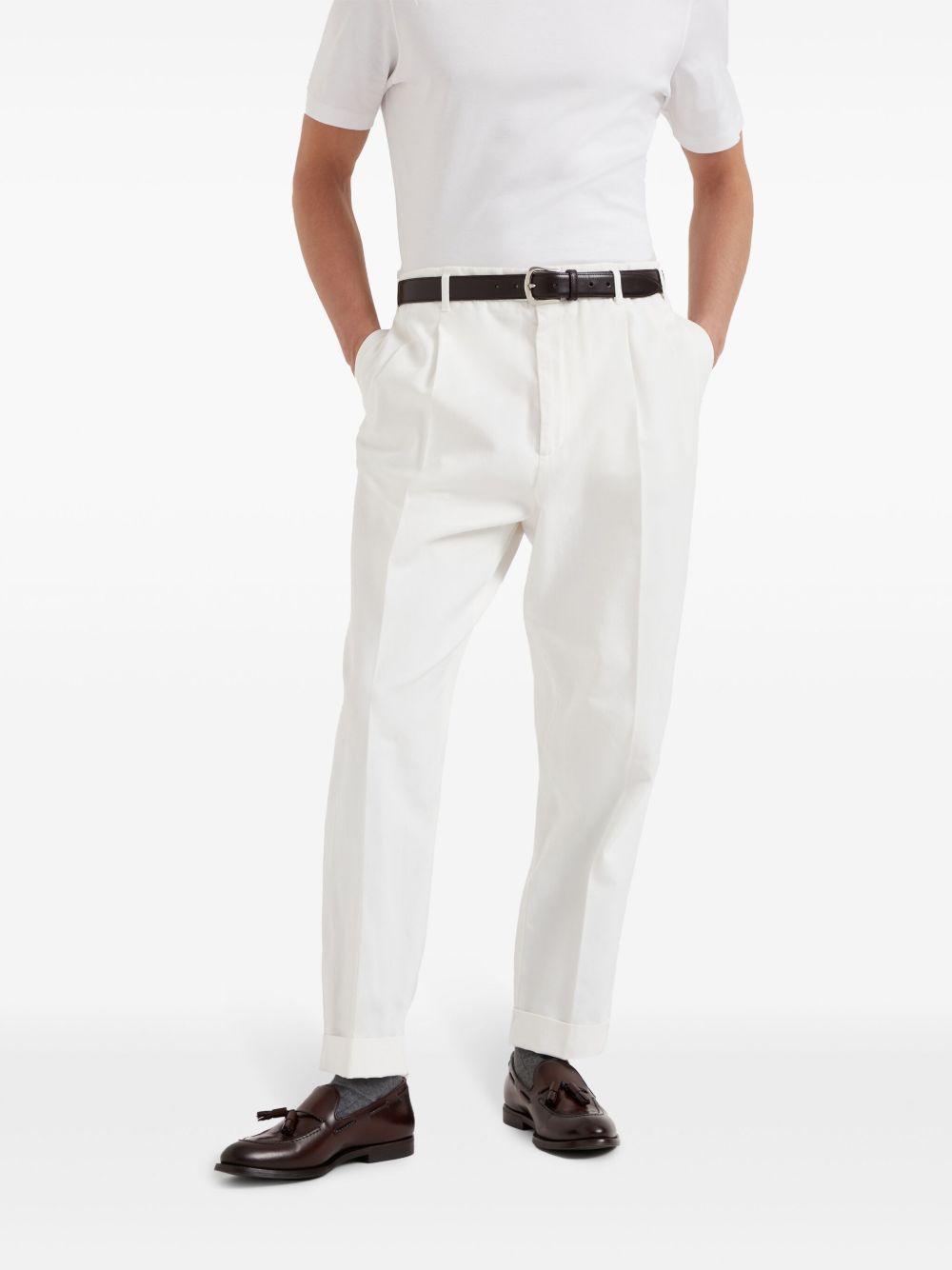 Affordable Burberry pressed-crease cotton trousers Men