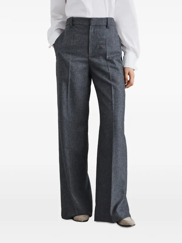 パンツ Brunello Cucinelli Tailored High-Waisted Trousers With Brunello Cucinelli - Velvet Pleated Wide Leg High Waisted Pants