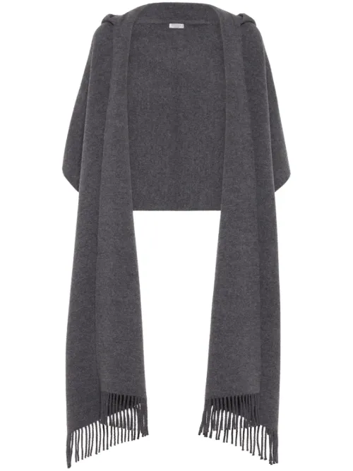 Cape en maille à franges - Brunello Cucinelli - Modalova