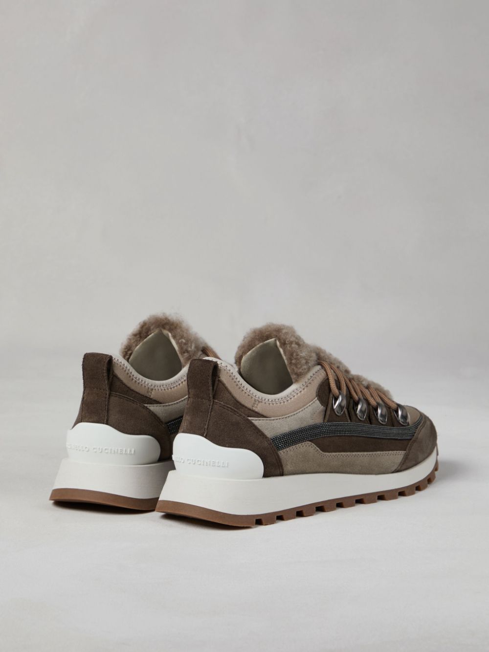 Brunello Cucinelli Sneakers met vlakken Bruin