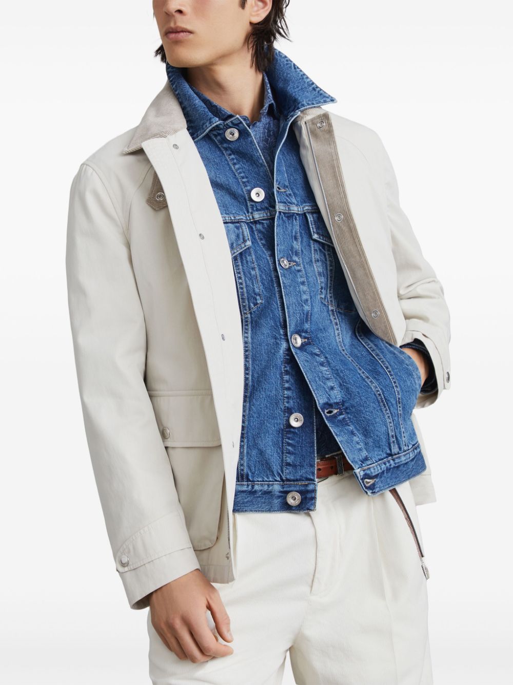 Shop Brunello Cucinelli Water-resistant Shirt Jacket In Weiss