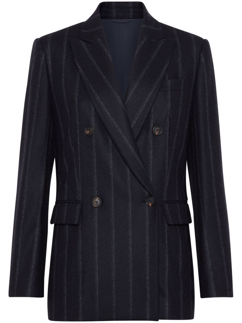 Brunello Cucinelli double-breasted pinstriped blazer - Blue