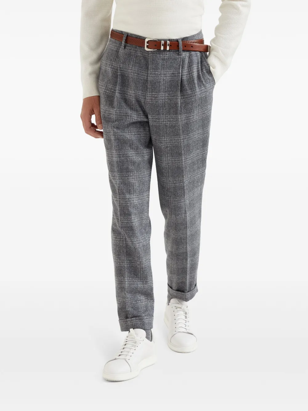 Brunello Cucinelli Geruite pantalon Grijs