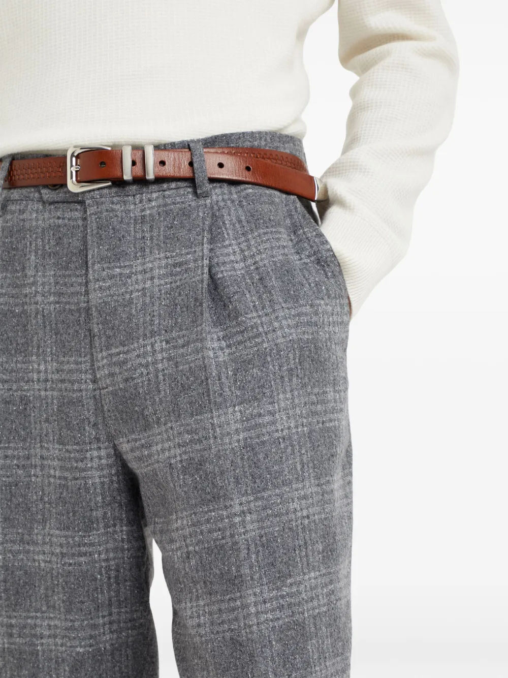 Brunello Cucinelli Geruite pantalon Grijs