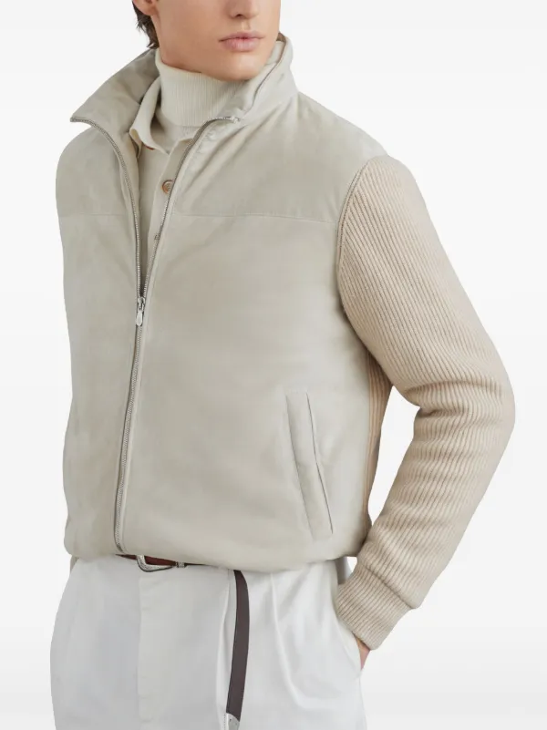 タグ付き BRUNELLO CUCINELLI レザージャケット リブニット タグ付き BRUNELLO CUCINELLI レザージャケット リブニット