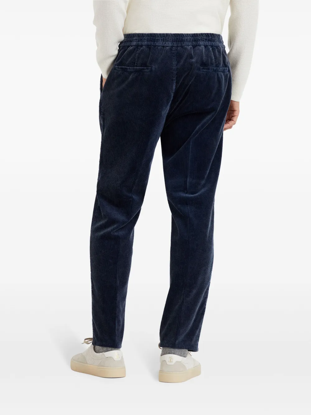 Brunello Cucinelli Ribfluwelen broek met trekkoord Blauw