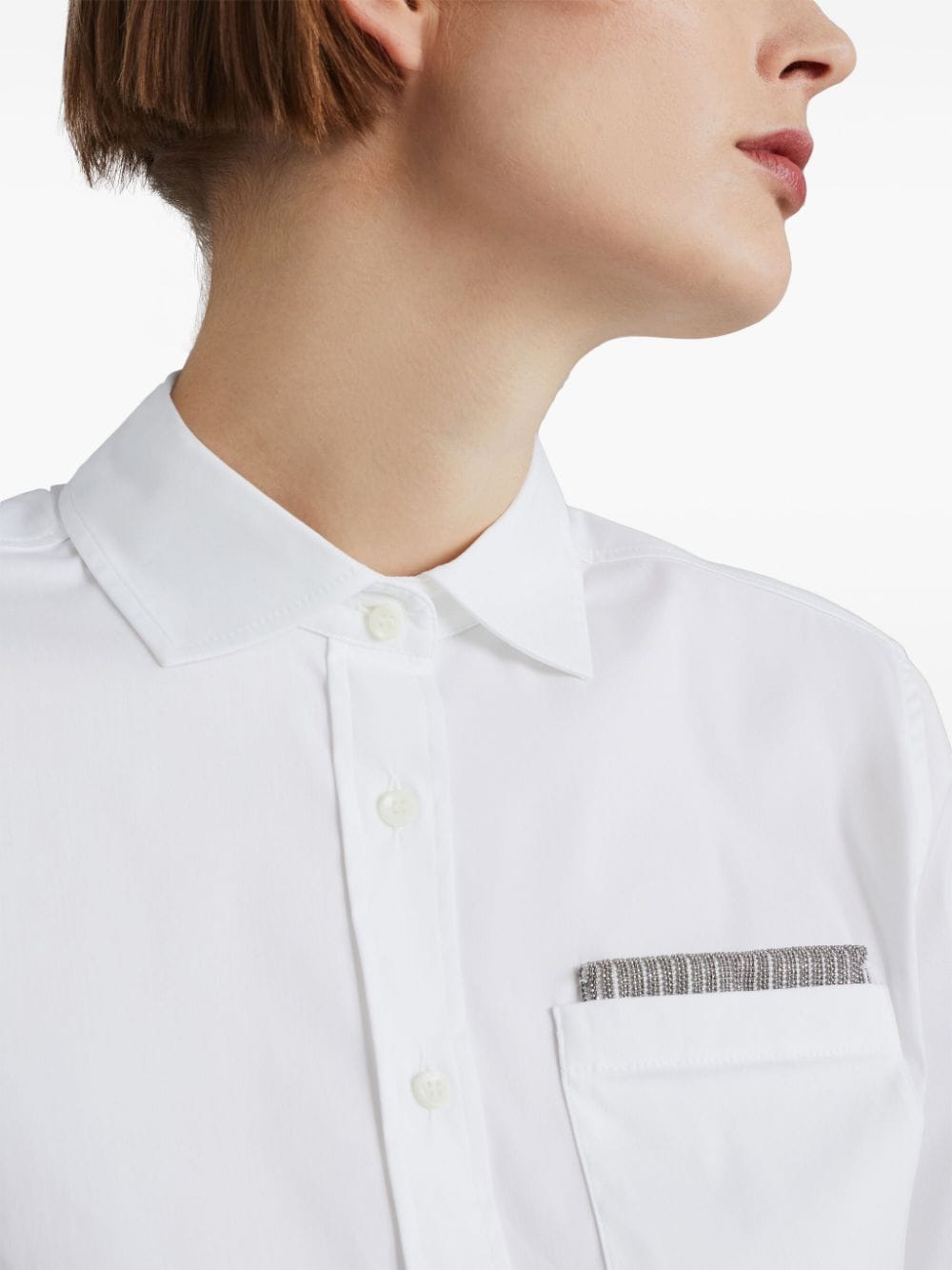 Shop Brunello Cucinelli Monili-detail Long-sleeve Shirt In White