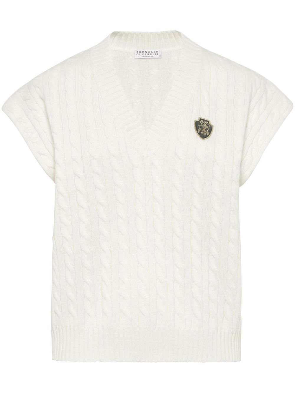 Brunello Cucinelli logo-patch vest - White