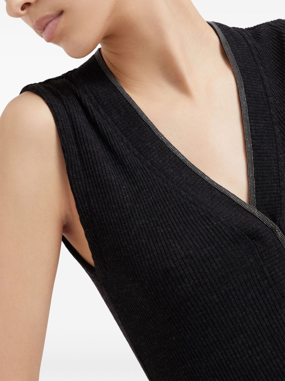 Brunello Cucinelli V-neck ribbed vest Women