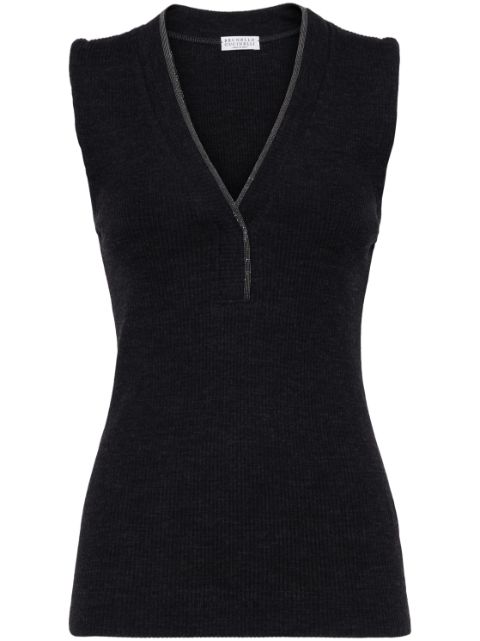 Brunello Cucinelli V-neck ribbed vest Women