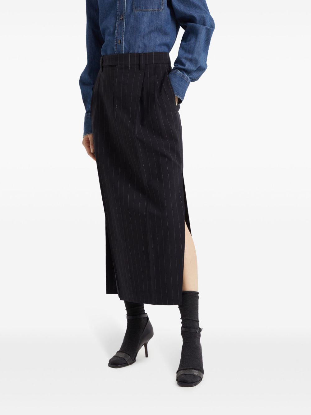 Brunello Cucinelli pinstripe tailored midi skirt Women