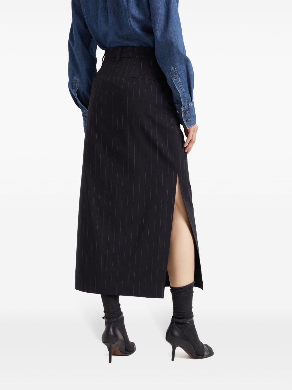 Brunello Cucinelli pinstripe tailored midi skirt Women