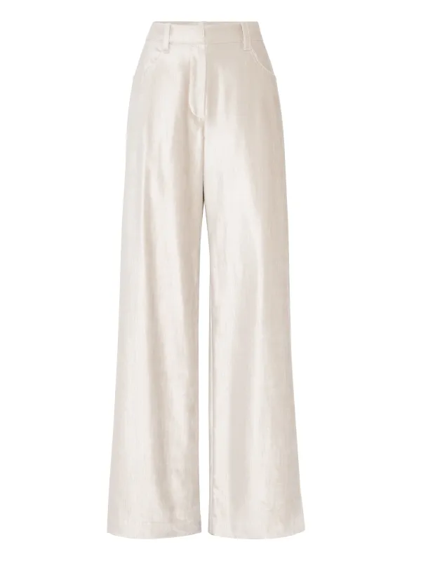 パンツ Brunello Cucinelli Ivory Wide-Leg Trousers BRUNELLO CUCINELLI Cotton Drill Wide Leg Trousers Ivory IT