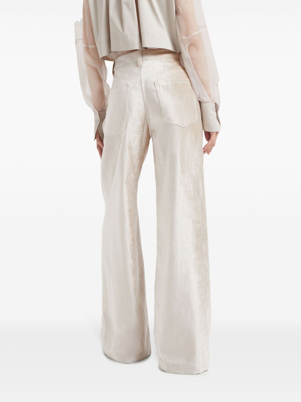 Brunello Cucinelli shimmer-finish wide-leg trousers Women