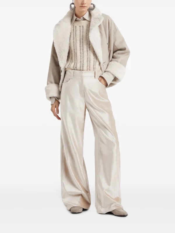 Brunello Cucinelli shimmer-finish wide-leg Trousers