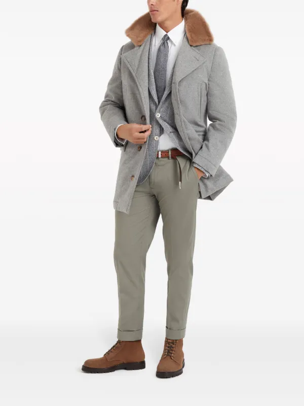 Brunello Cucinelli low-rise Tapered Chino Trousers | Green