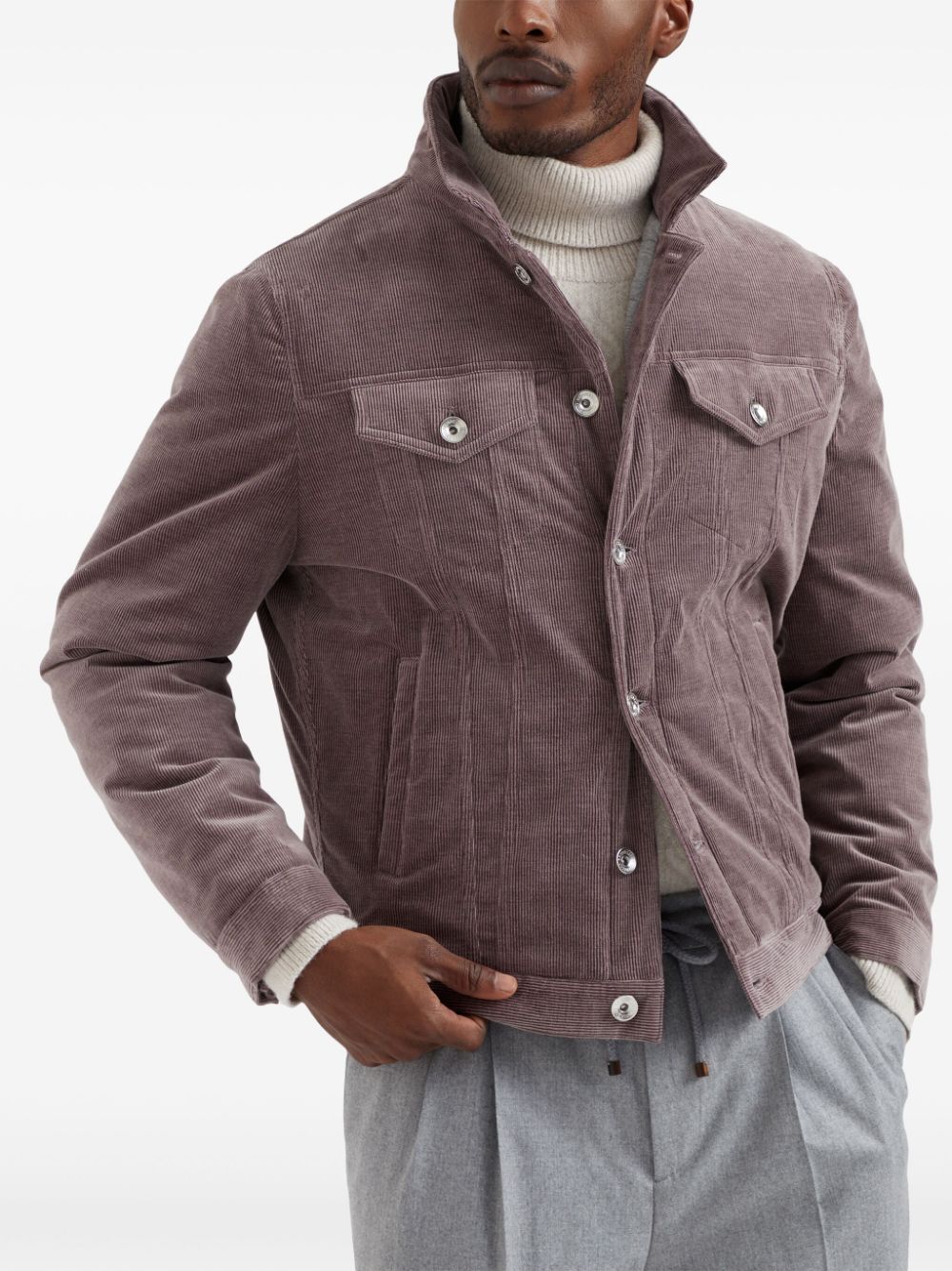 Brunello Cucinelli padded corduroy shirt jacket Men