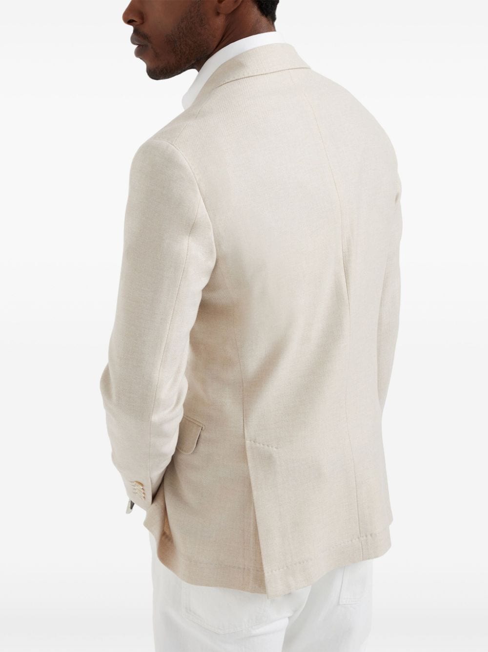 Shop Brunello Cucinelli Single-breasted Wool Blazer In Neutrals