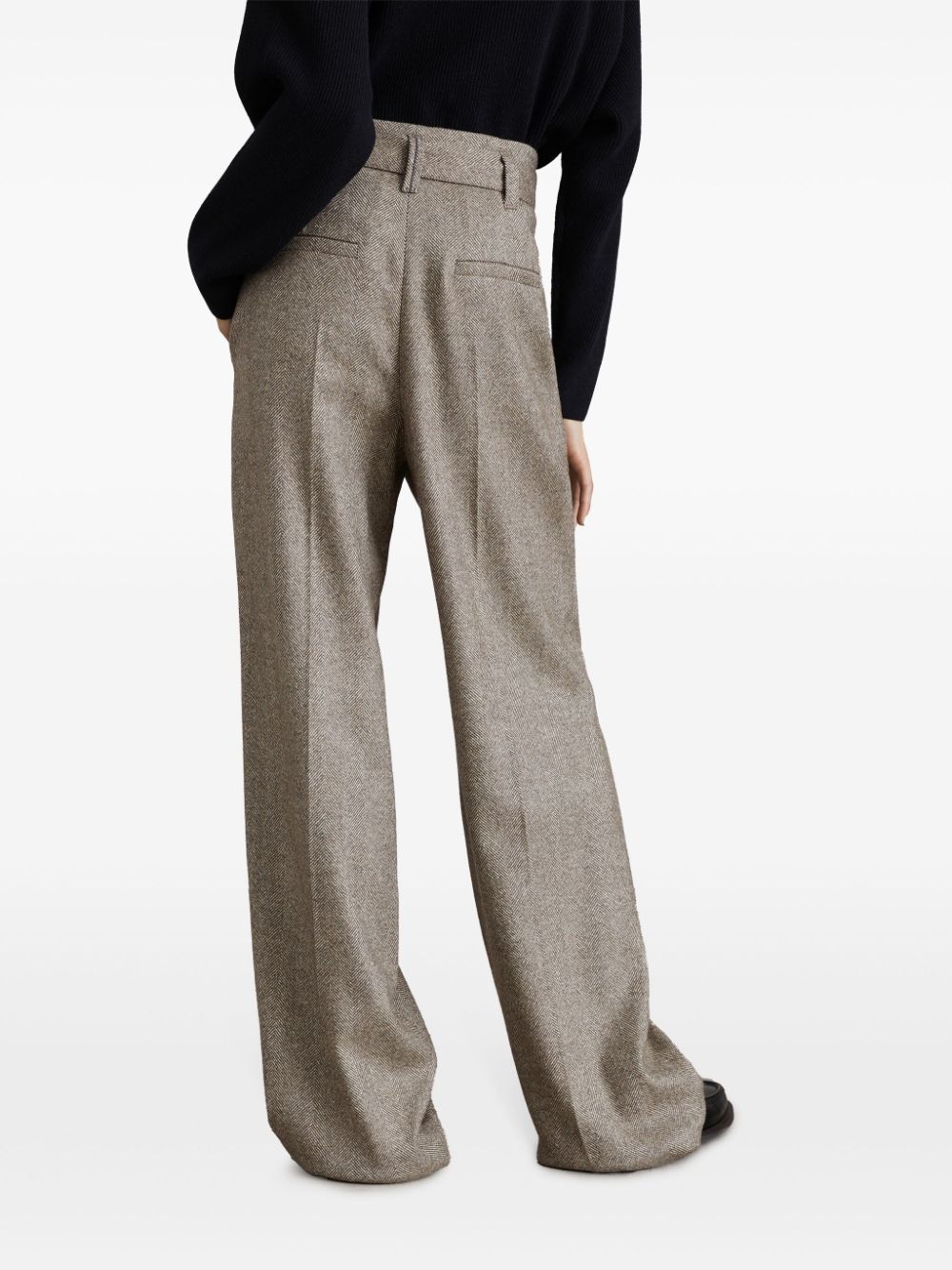 Buy cheap and authentic Brunello Cucinelli herringbone-pattern pressed-crease trousers Women