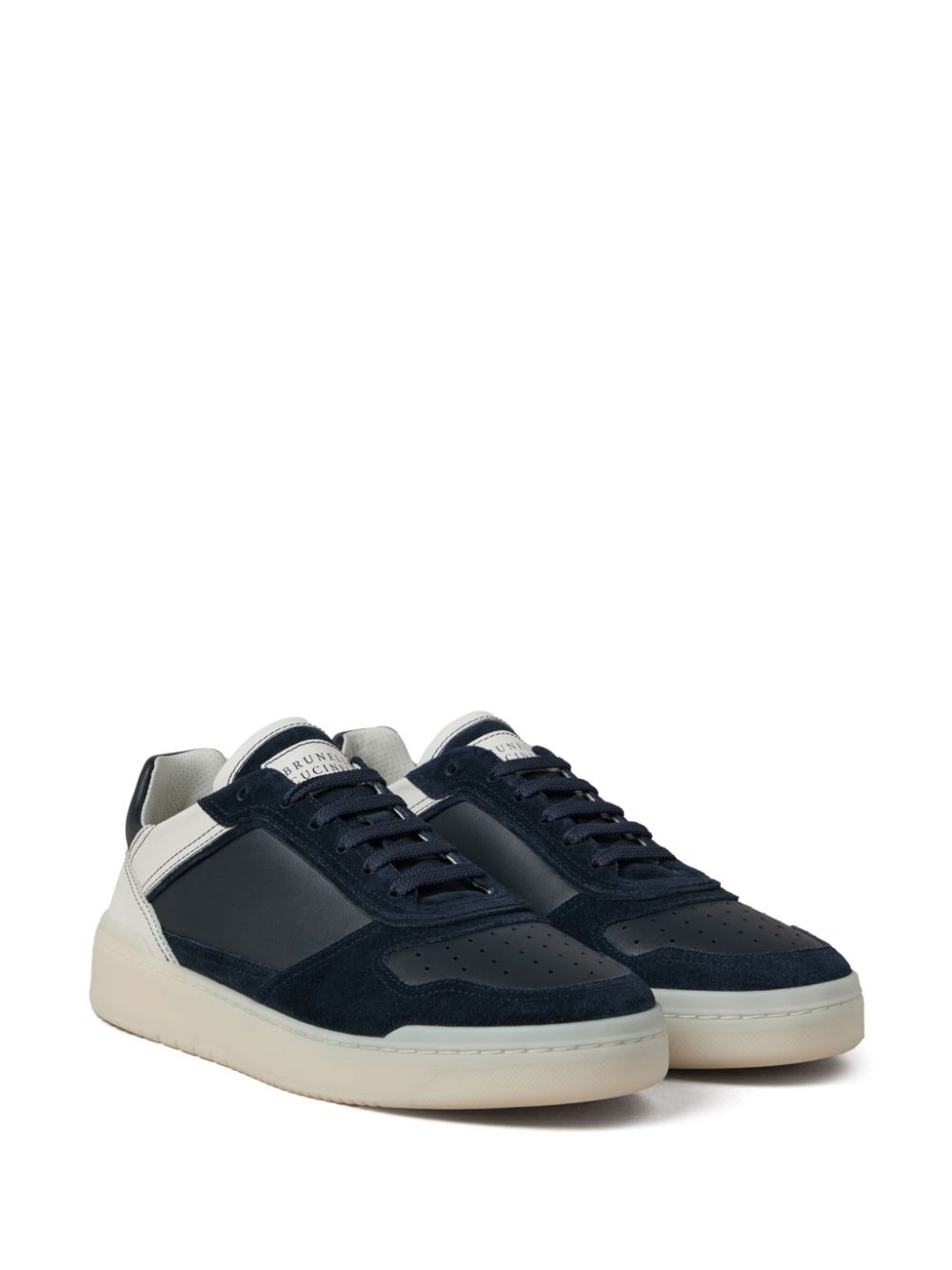 Brunello Cucinelli Leren sneakers met vlakken Blauw