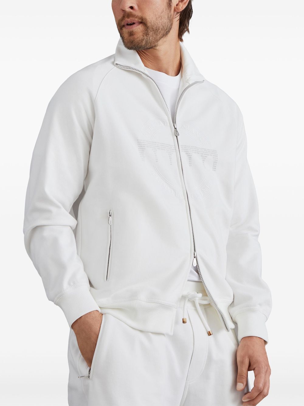 Brunello Cucinelli logo-embossed zip-up sweatshirt Men