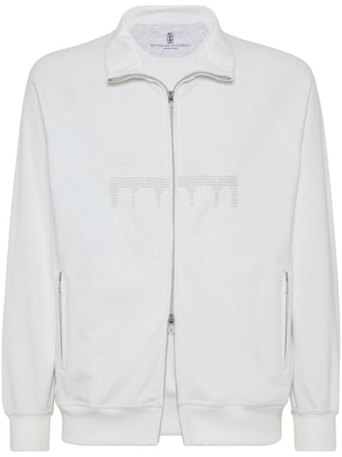 Brunello Cucinelli logo-embossed zip-up sweatshirt