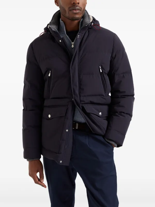 Brunello Cucinelli キルティング フーデッドジャケット | ブルー 