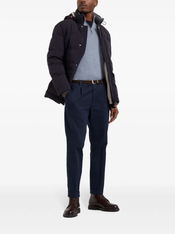 Brunello Cucinelli キルティング フーデッドジャケット | ブルー 