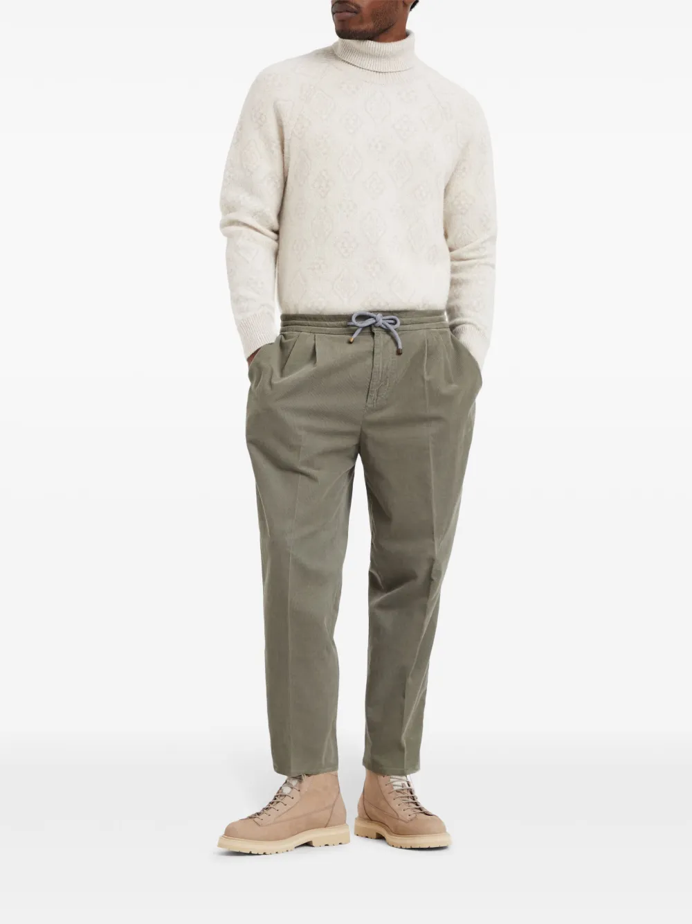 Brunello Cucinelli Ribfluwelen broek Groen