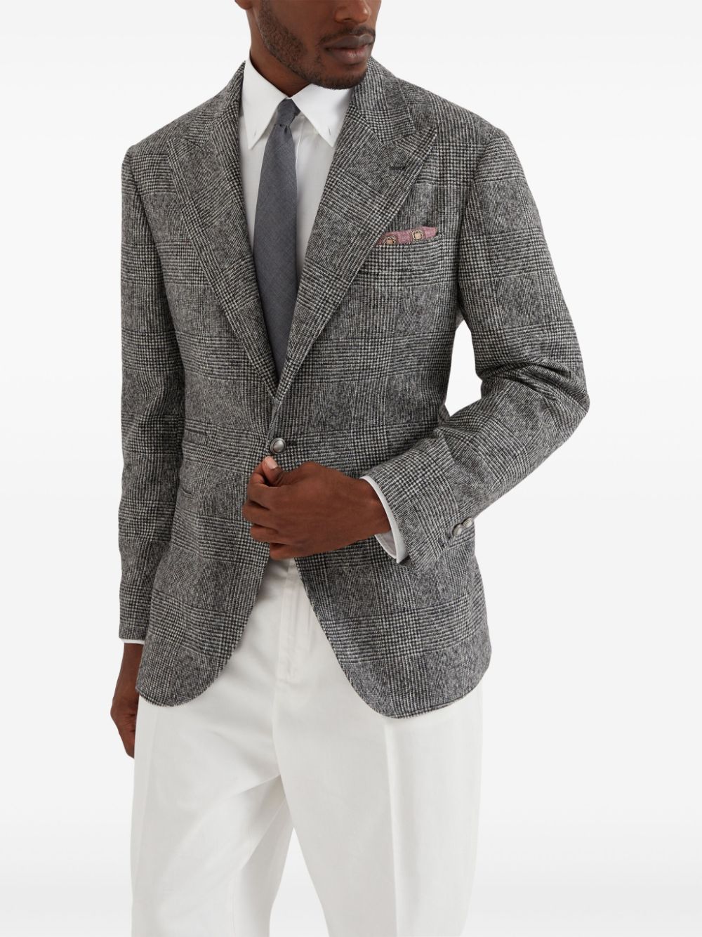 Brunello Cucinelli single-breasted checked blazer Men