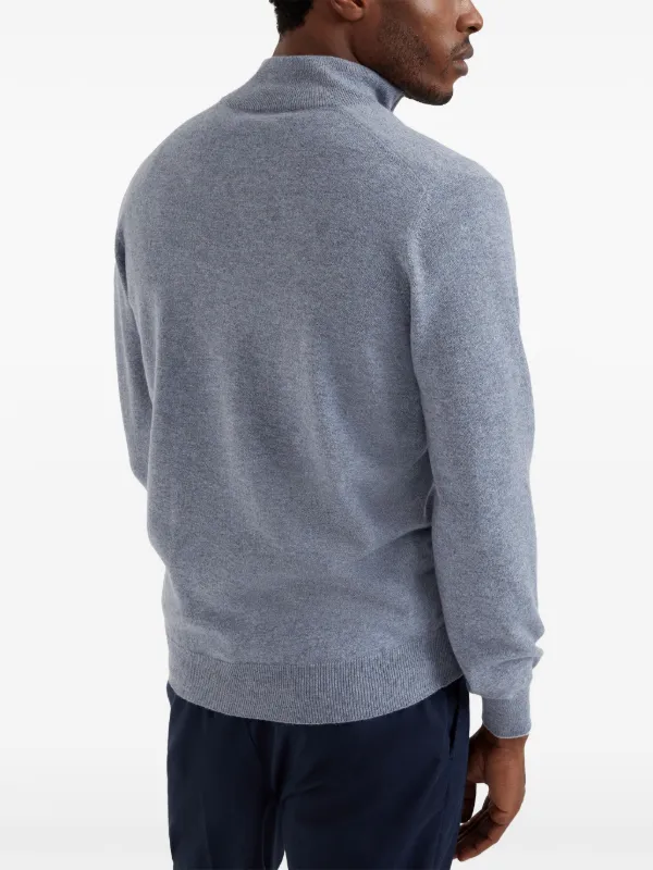 Brunello Cucinelli zip-fastening Cashmere Polo Shirt | Blue
