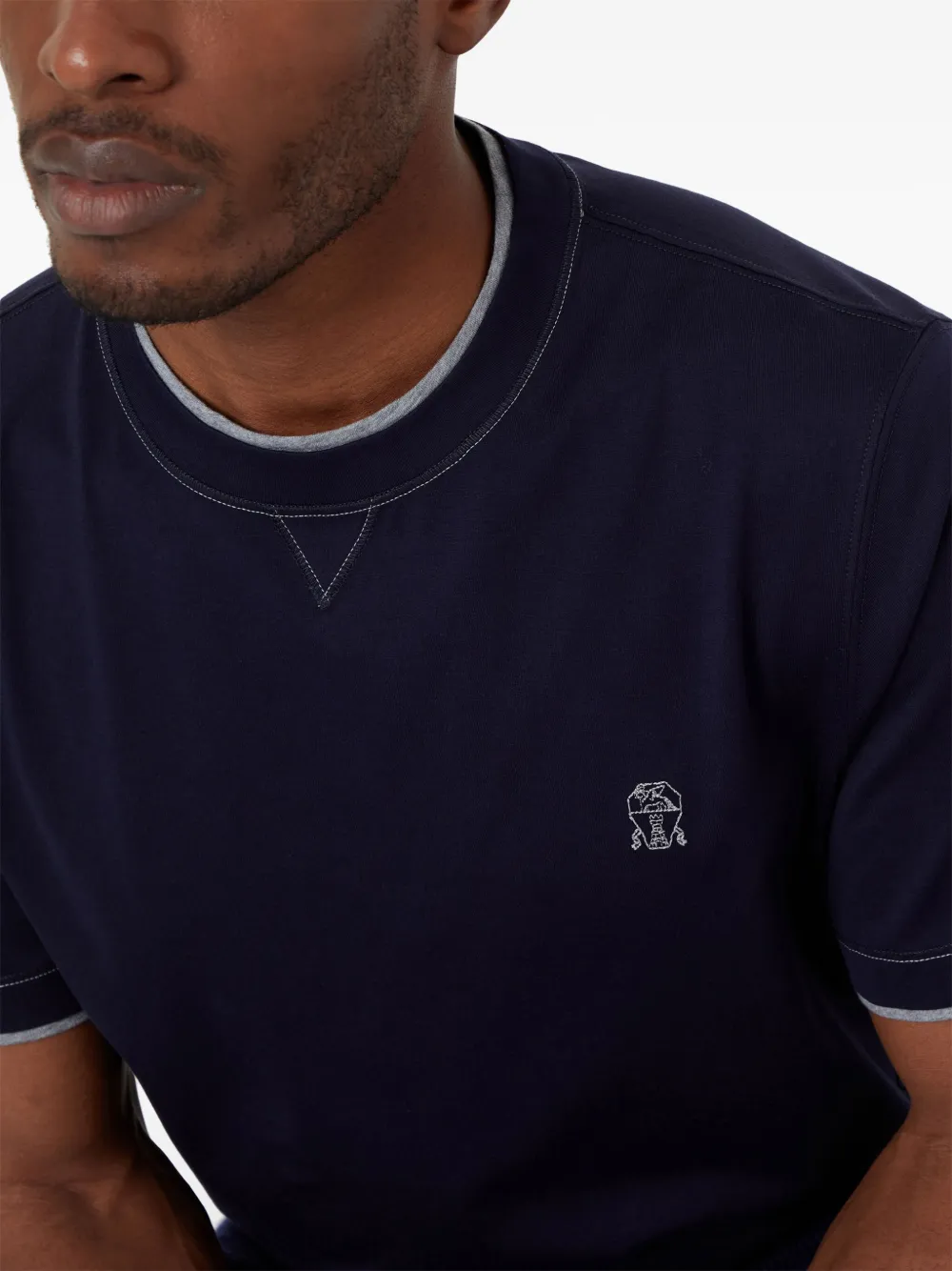 Brunello Cucinelli T-shirt met contrasterende afwerking Blauw