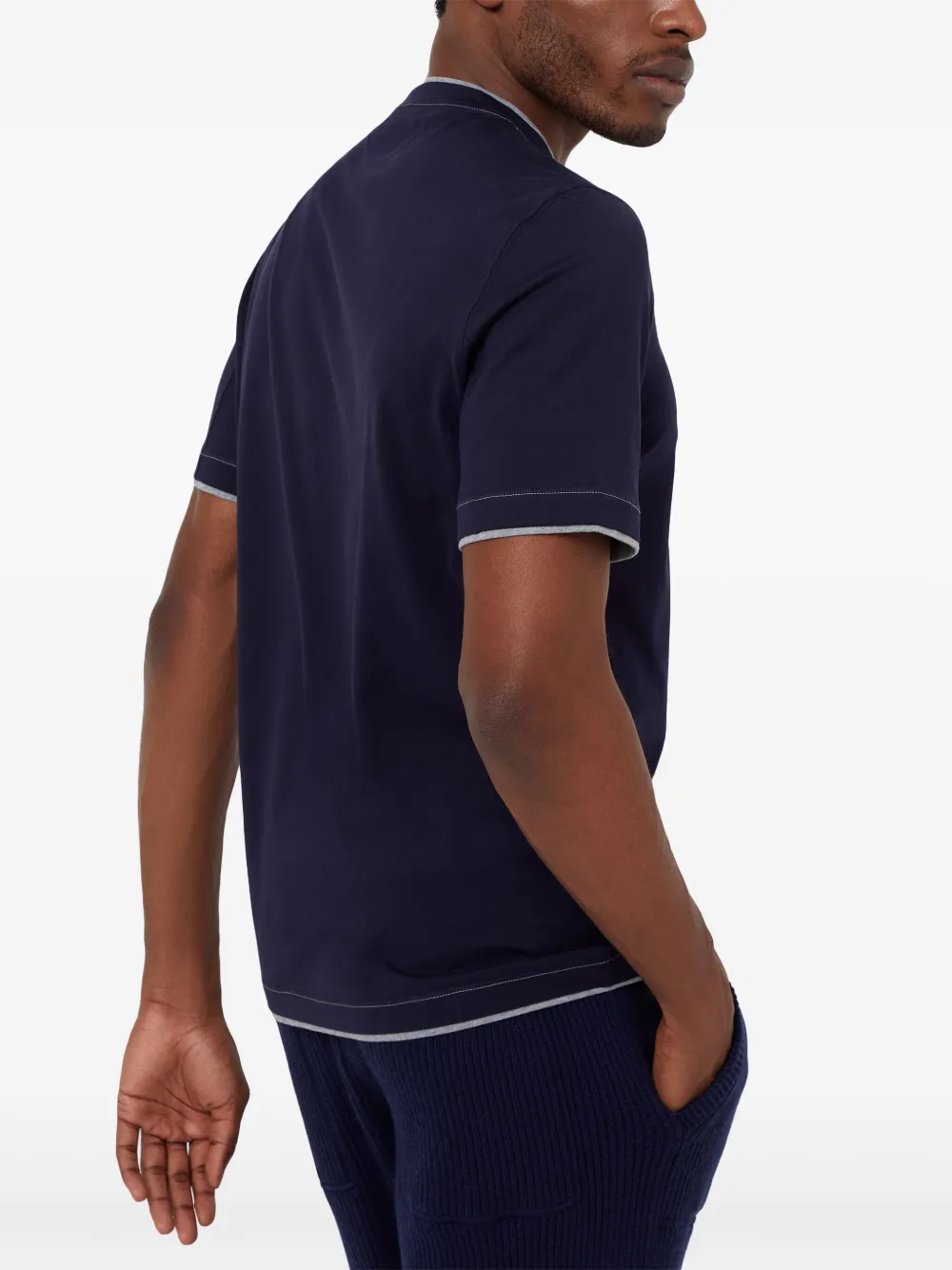 Brunello Cucinelli T-shirt met contrasterende afwerking Blauw