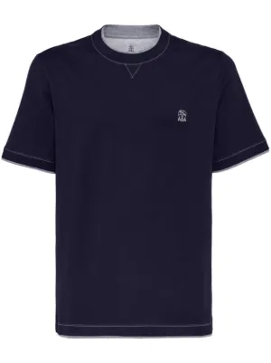 Brunello Cucinelli logo-embroidered Cotton T-shirt | Black | FARFETCH