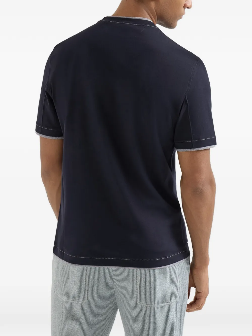 Brunello Cucinelli T-shirt met contrasterende afwerking Blauw
