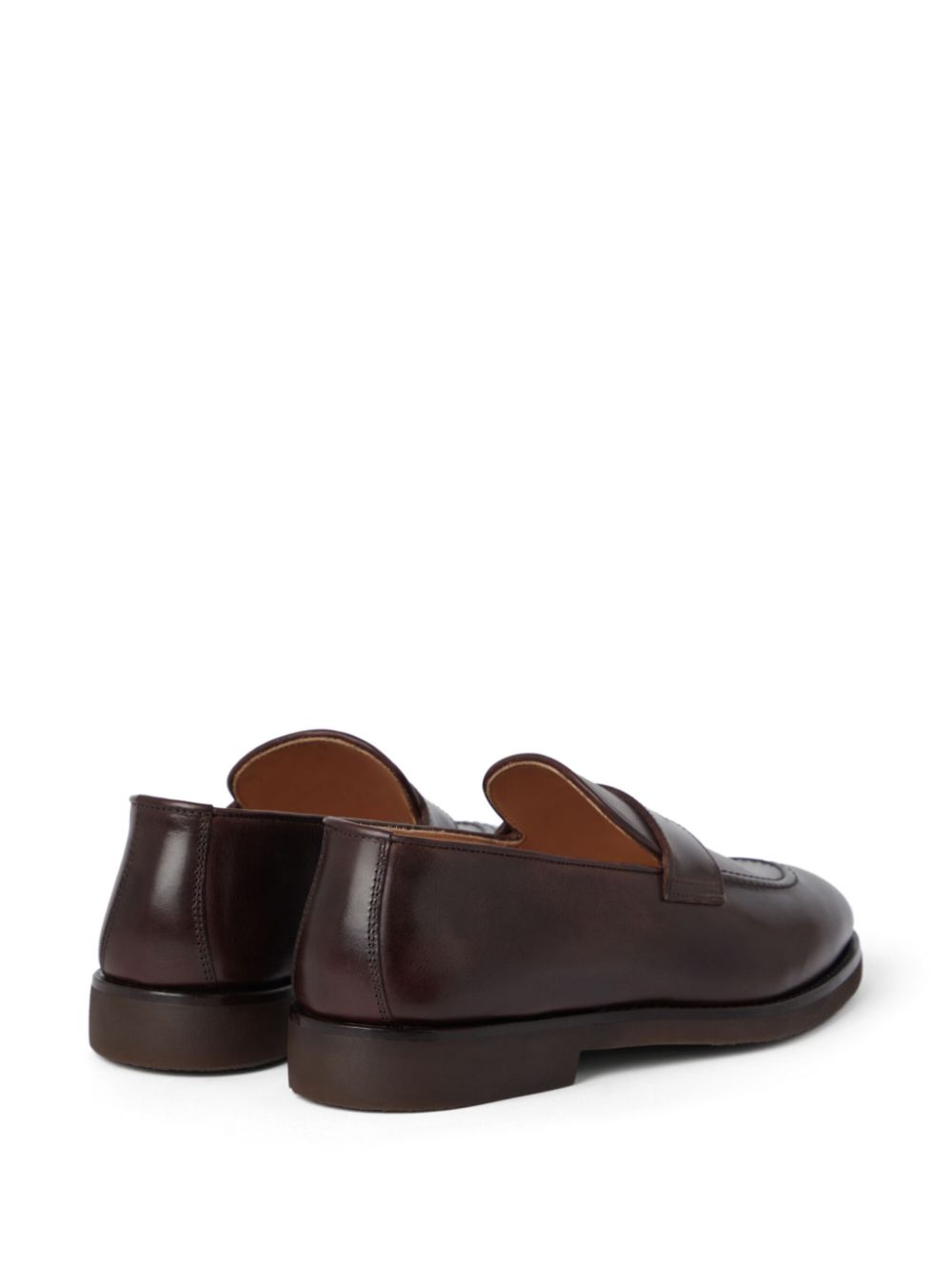 Brunello Cucinelli Leren loafers met gepolijste afwerking Bruin