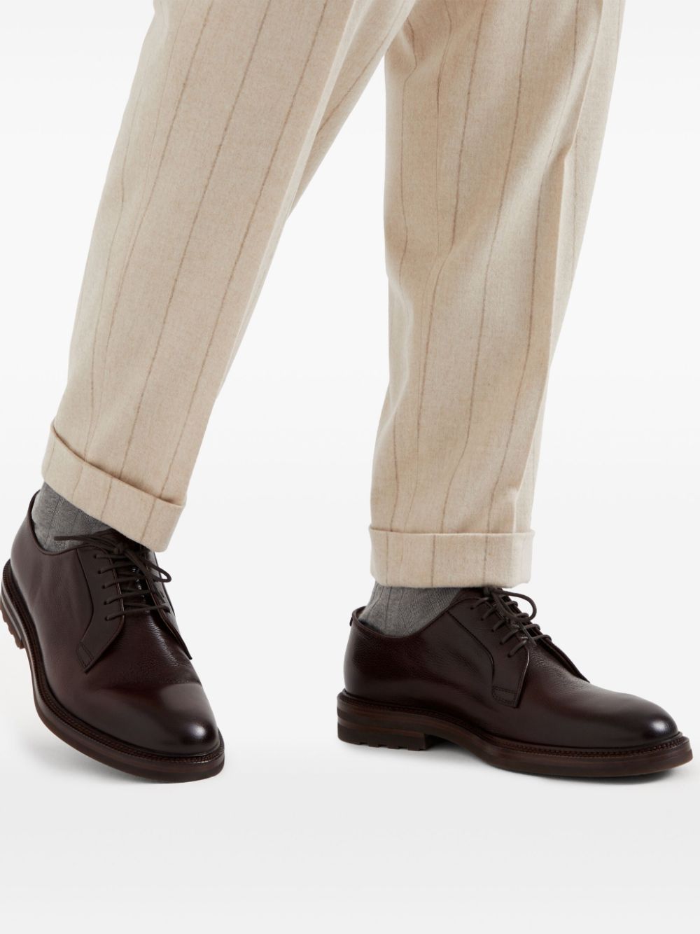 Brunello Cucinelli calfskin derby Brown