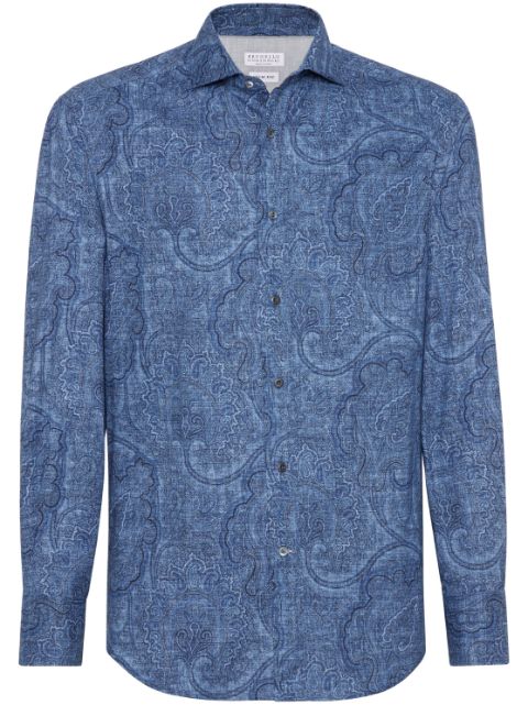 Brunello Cucinelli patterned jacquard cotton shirt Men