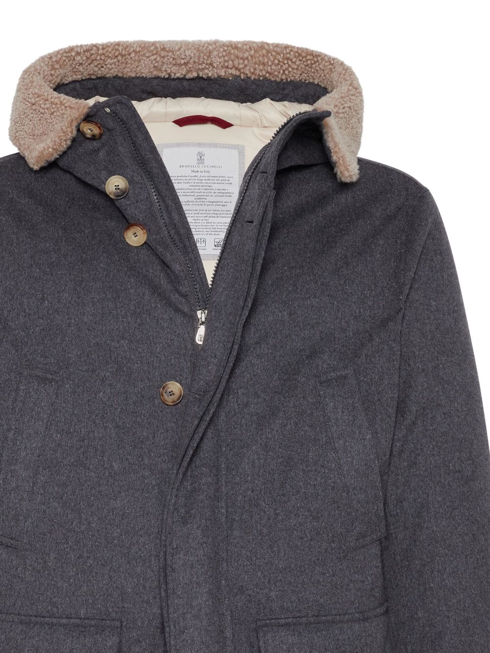 Brunello Cucinelli padded hooded wool jacket Men