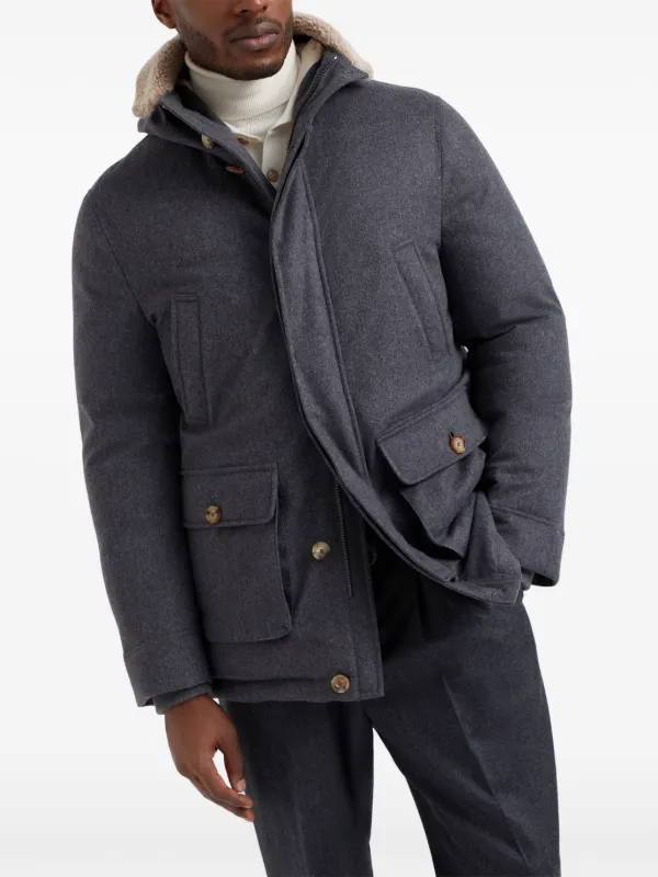【BRUNELLO CUCINELLI】 JACKET Brunello Cucinelli - Dark Blue Hybrid Suede & Cotton Full