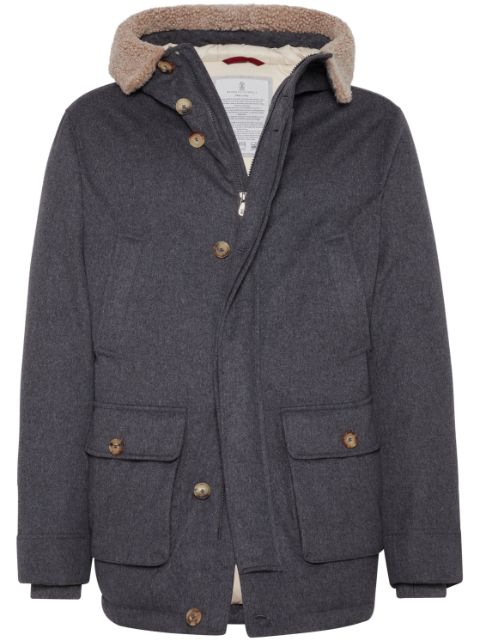 Brunello Cucinelli padded hooded wool jacket Men