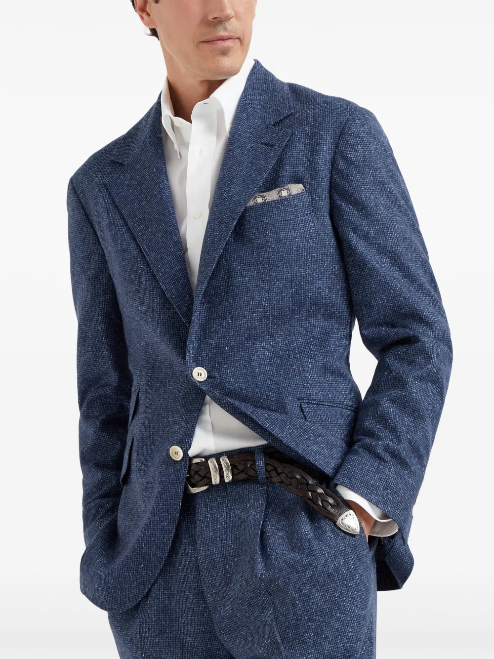 Brunello Cucinelli Blazer met klepzak en knopen Blauw