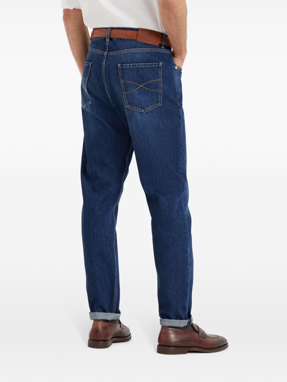 Brunello Cucinelli logo-stitched tapered jeans Men