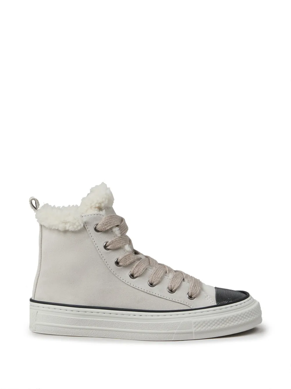 Brunello Cucinelli panelled lace-up sneakers Neutrals