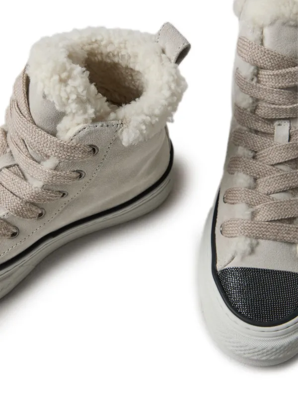 Brunello Cucinelli Panelled lace-up Sneakers | Neutrals | FARFETCH