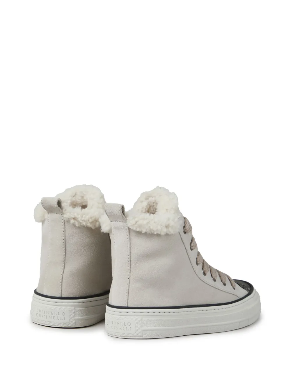 Brunello Cucinelli panelled lace-up sneakers Neutrals